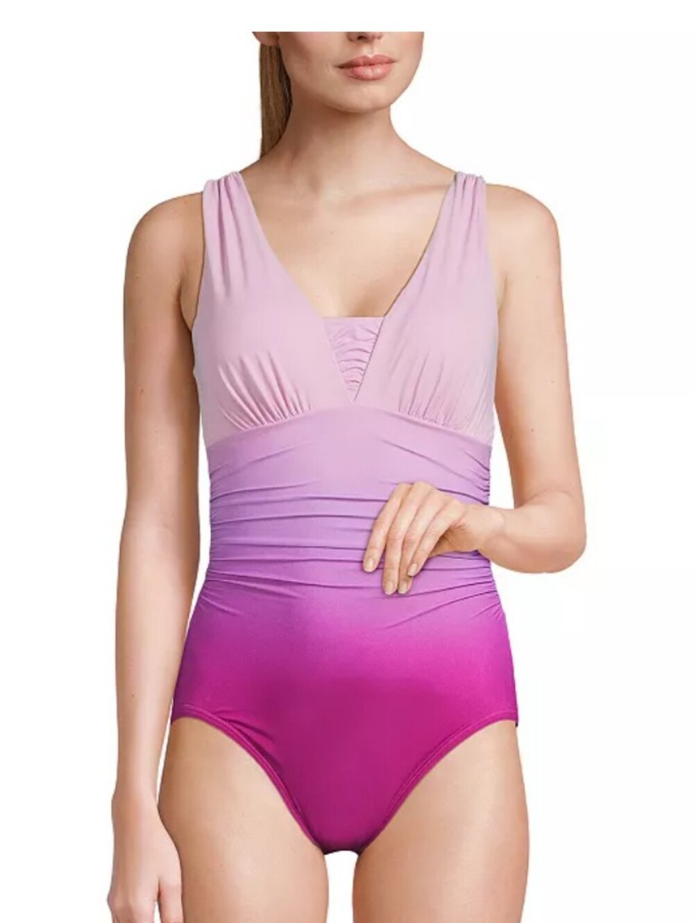 NEWLands' End Grecian Slendersuit Tummy Control One-Piece Swimsuit 10DDD - Picture 1 of 9